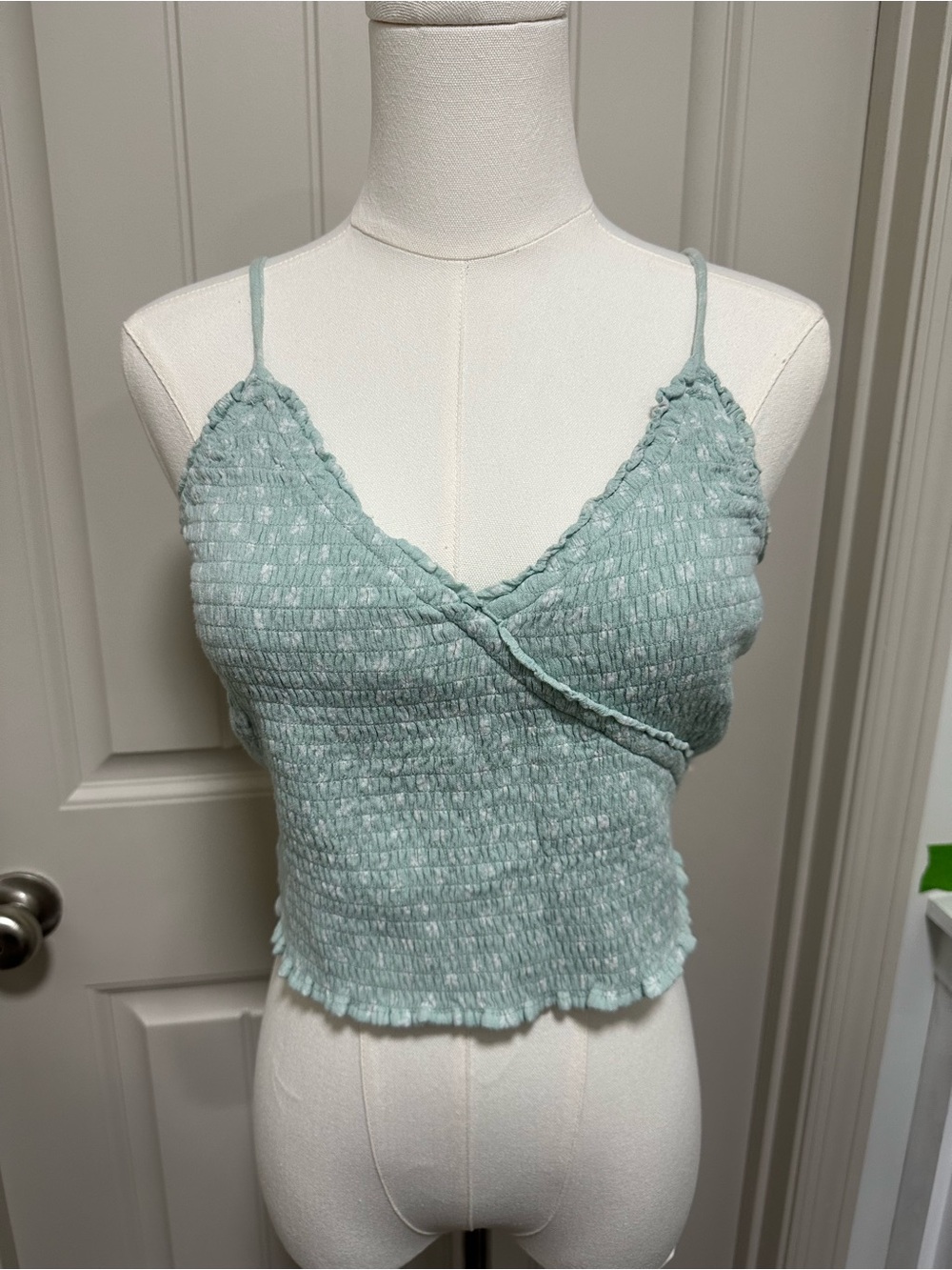 Hollister Sage Green Smocked Wrap Cami